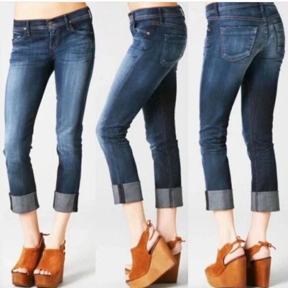 CITIZENS OF HUMANITY COH Dani Cropped Straight Leg Cuffed Denim Jeans Pants 28 - Picture 2 of 9